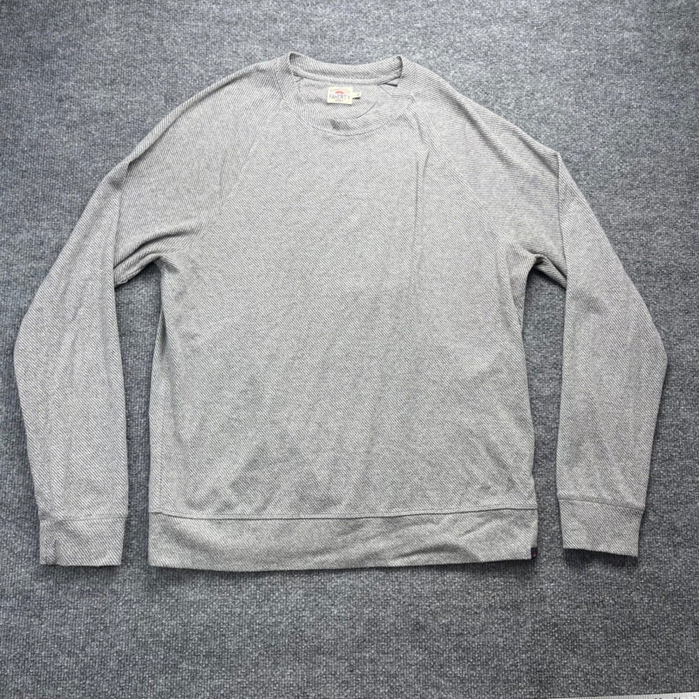 Faherty Brand Mens Raglan Crewneck Sweatshirt Gray Textured Knit MKC0099
